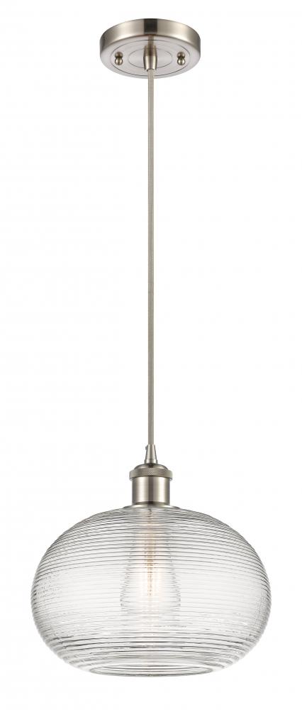 Ithaca - 1 Light - 10 inch - Brushed Satin Nickel - Cord hung - Mini Pendant