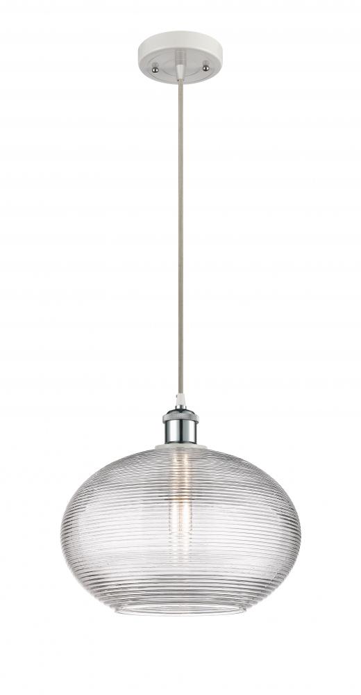 Ithaca - 1 Light - 12 inch - White Polished Chrome - Cord hung - Mini Pendant