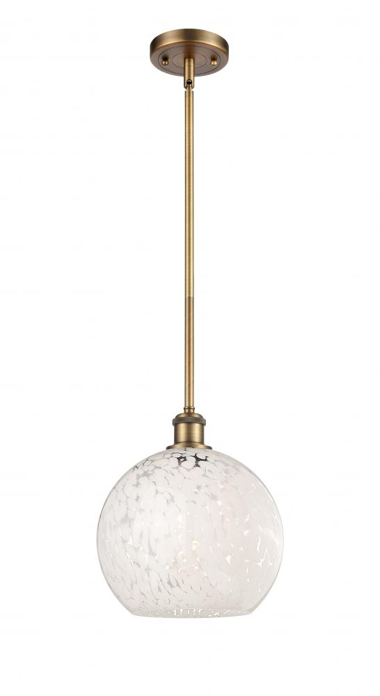 White Mouchette - 1 Light - 10 inch - Brushed Brass - Mini Pendant