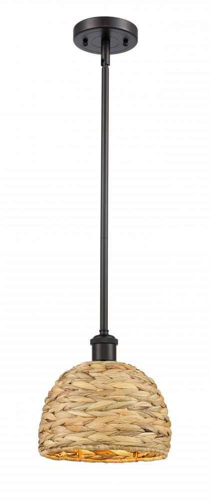 Woven Rattan - 1 Light - 8 inch - Oil Rubbed Bronze - Mini Pendant