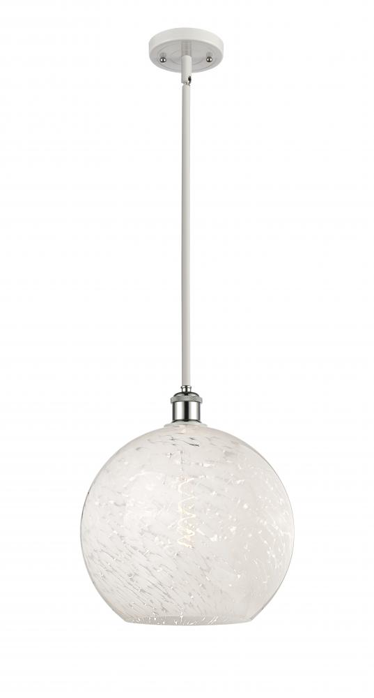 White Mouchette - 1 Light - 12 inch - White Polished Chrome - Mini Pendant