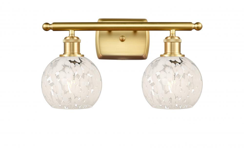 White Mouchette - 2 Light - 16 inch - Satin Gold - Bath Vanity Light