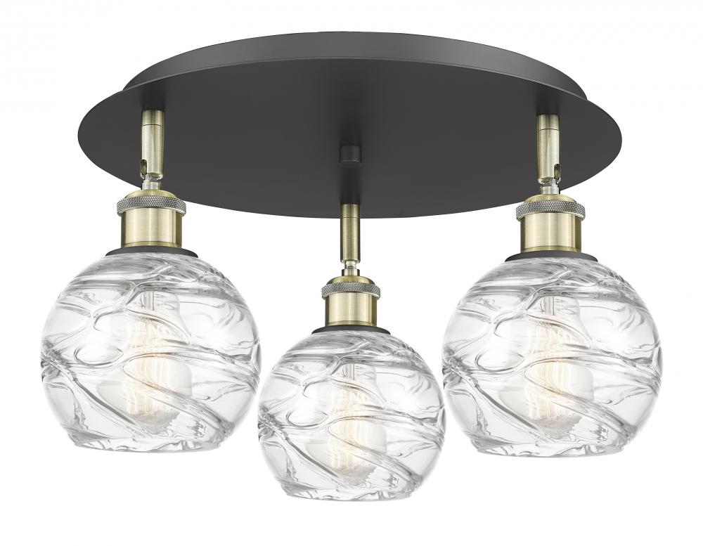 Athens Deco Swirl - 3 Light - 18 inch - Black Antique Brass - Flush Mount