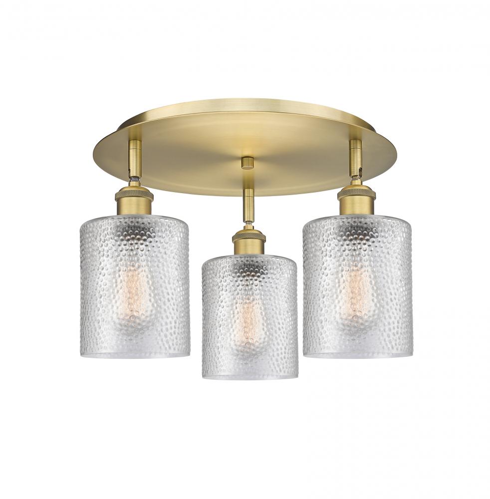 Cobbleskill - 3 Light - 17 inch - Brushed Brass - Flush Mount