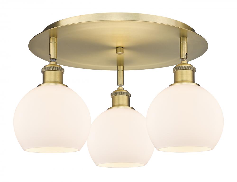 Athens - 3 Light - 18 inch - Brushed Brass - Flush Mount