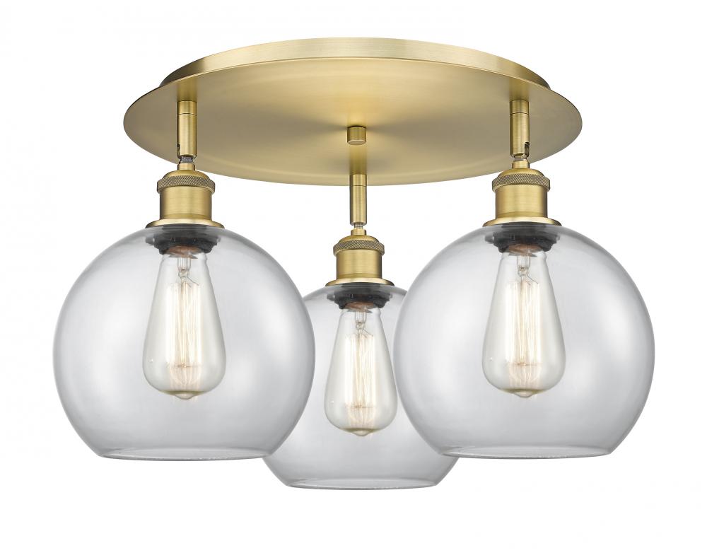 Athens - 3 Light - 20 inch - Brushed Brass - Flush Mount