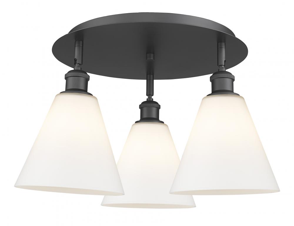 Berkshire - 3 Light - 20 inch - Matte Black - Flush Mount