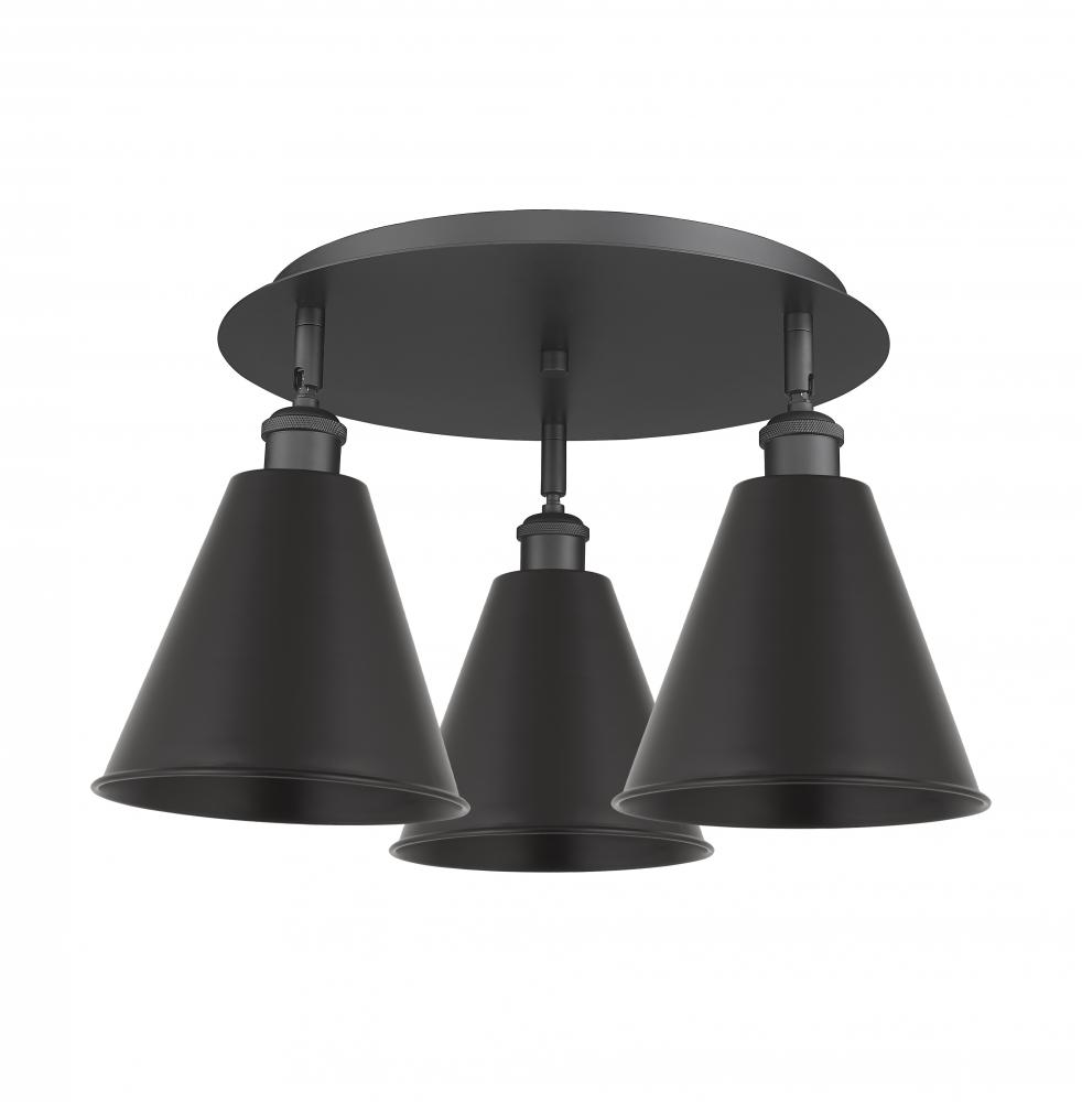 Berkshire - 3 Light - 20 inch - Matte Black - Flush Mount