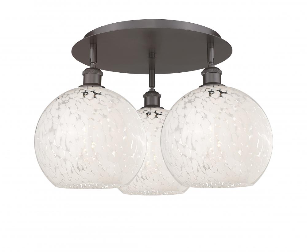 White Mouchette - 3 Light - 22 inch - Oil Rubbed Bronze - Flush Mount