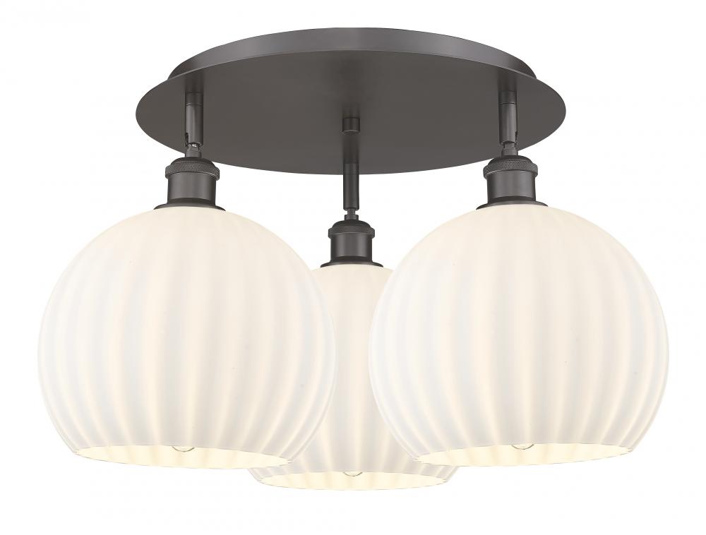 White Venetian - 3 Light - 22 inch - Oil Rubbed Bronze - Flush Mount