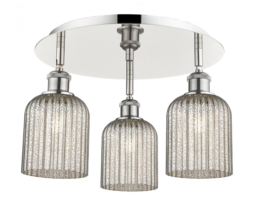 Bridal Veil - 3 Light - 17 inch - Polished Nickel - Flush Mount