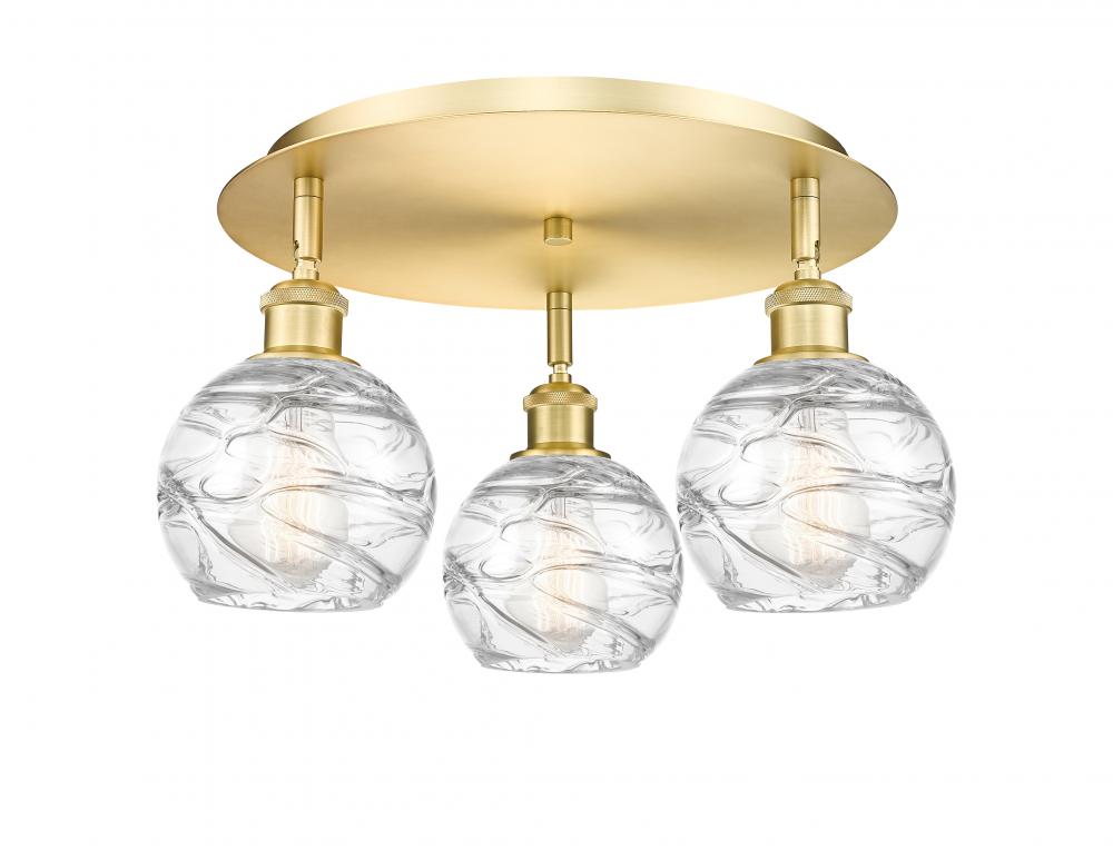 Athens Deco Swirl - 3 Light - 18 inch - Satin Gold - Flush Mount