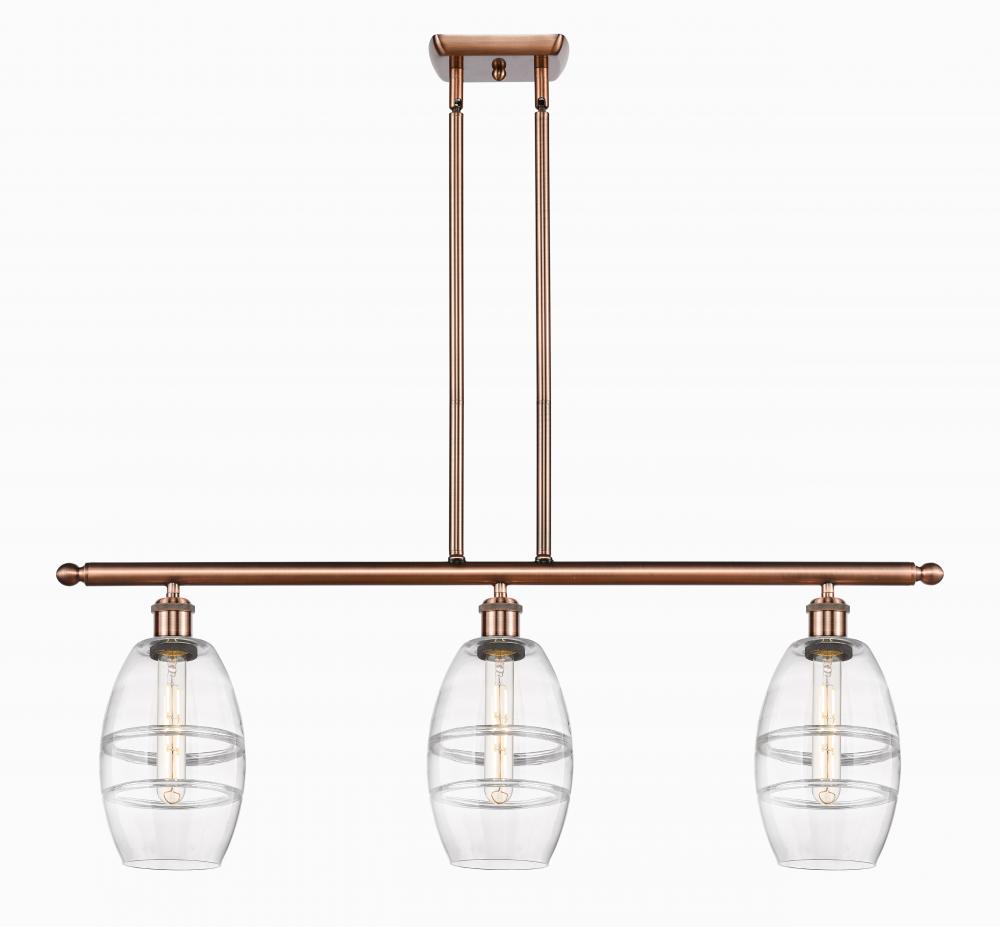 Vaz - 3 Light - 36 inch - Antique Copper - Cord hung - Island Light