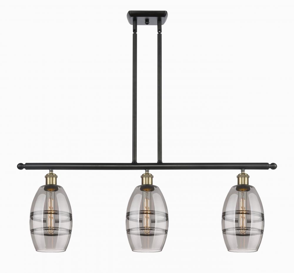 Vaz - 3 Light - 36 inch - Black Antique Brass - Cord hung - Island Light