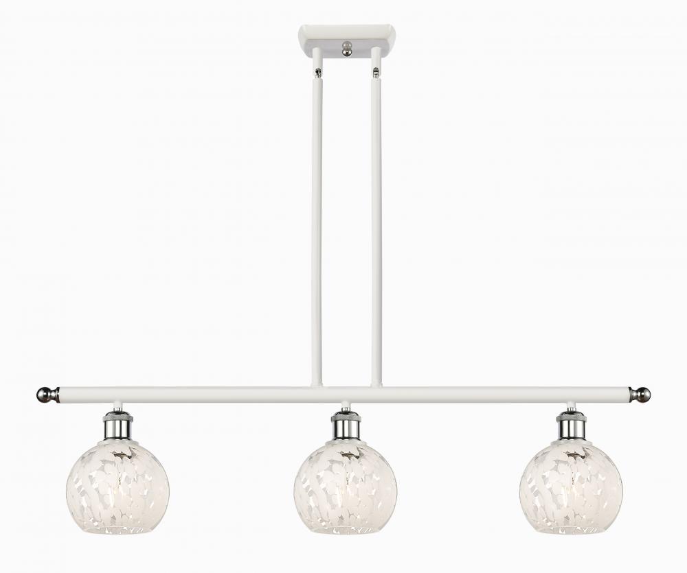 White Mouchette - 3 Light - 36 inch - White Polished Chrome - Stem Hung - Island Light