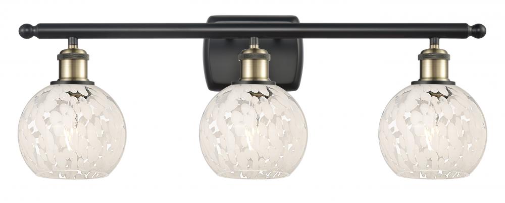 White Mouchette - 3 Light - 26 inch - Black Antique Brass - Bath Vanity Light