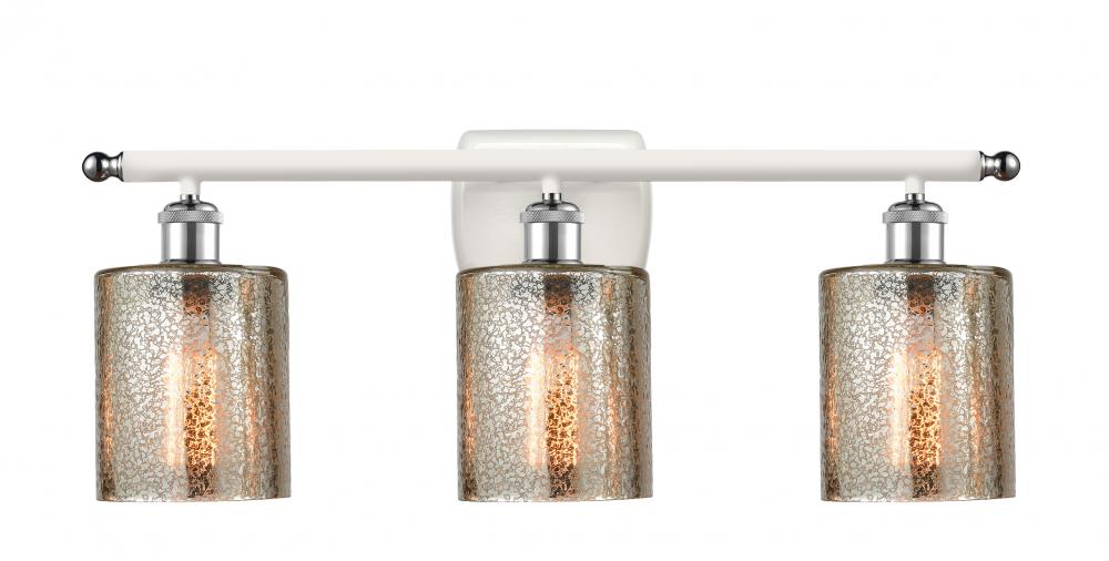 Cobbleskill - 3 Light - 25 inch - White Polished Chrome - Bath Vanity Light