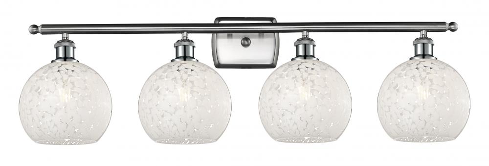 White Mouchette - 4 Light - 38 inch - Brushed Satin Nickel - Bath Vanity Light