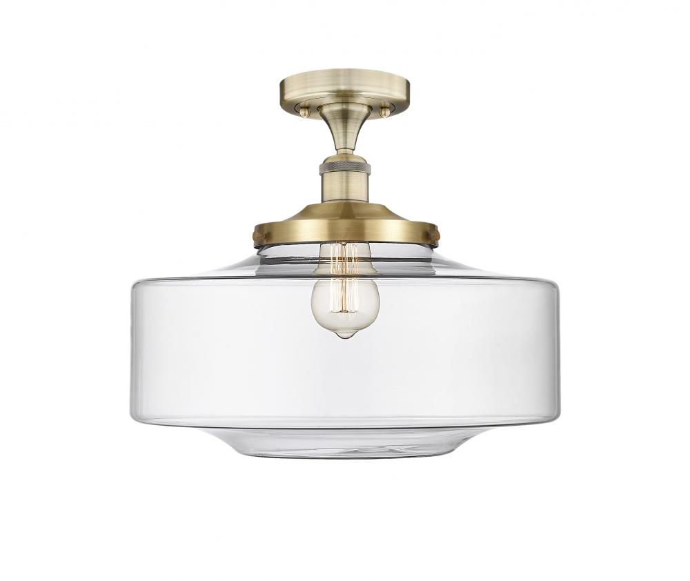 Bridgeton - 1 Light - 12 inch - Antique Brass - Semi-Flush Mount