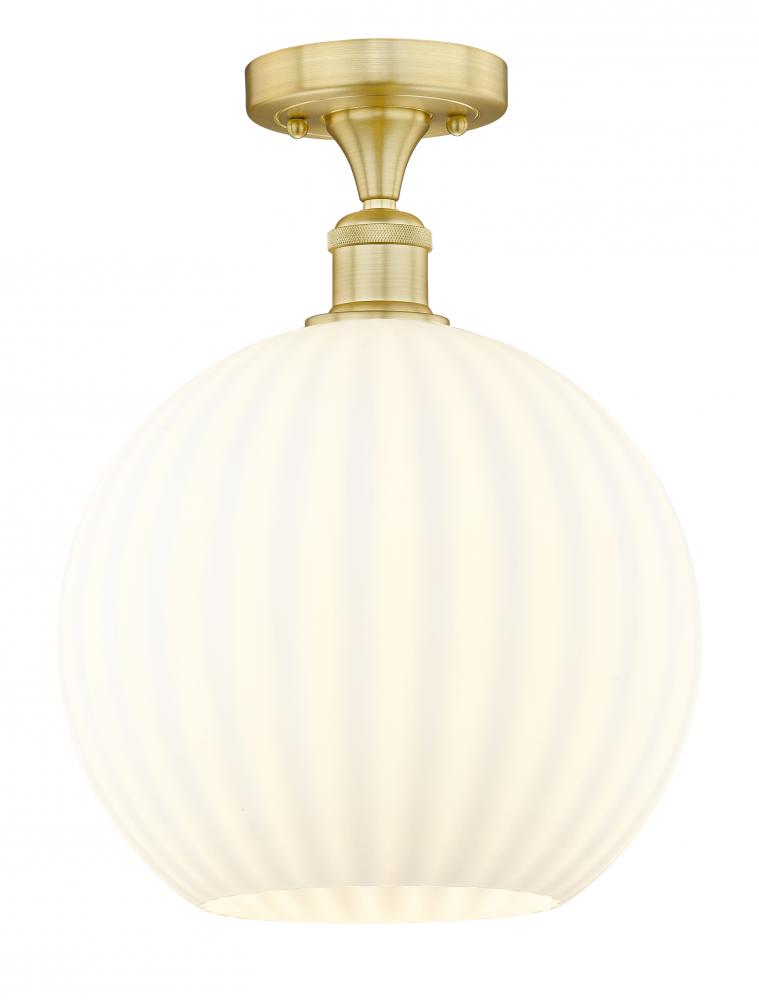 White Venetian - 1 Light - 12 inch - Satin Gold - Semi-Flush Mount