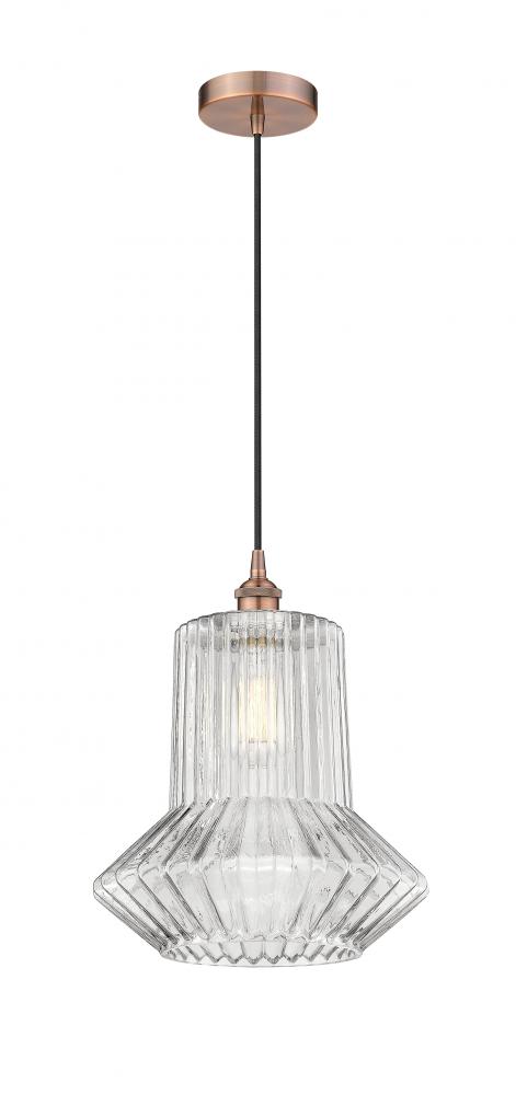 Springwater - 1 Light - 12 inch - Antique Copper - Cord hung - Mini Pendant