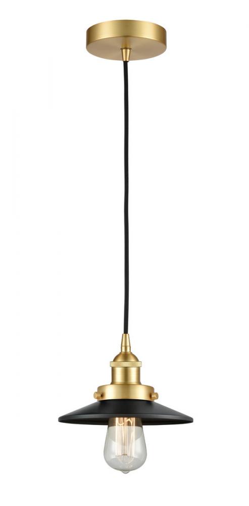 Edison - 1 Light - 8 inch - Satin Gold - Cord hung - Mini Pendant