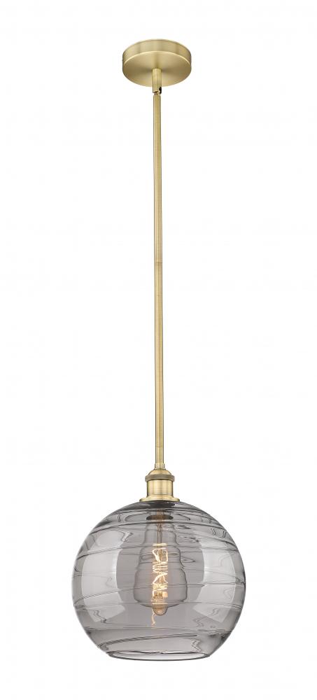 Athens Deco Swirl - 1 Light - 12 inch - Brushed Brass - Cord hung - Mini Pendant