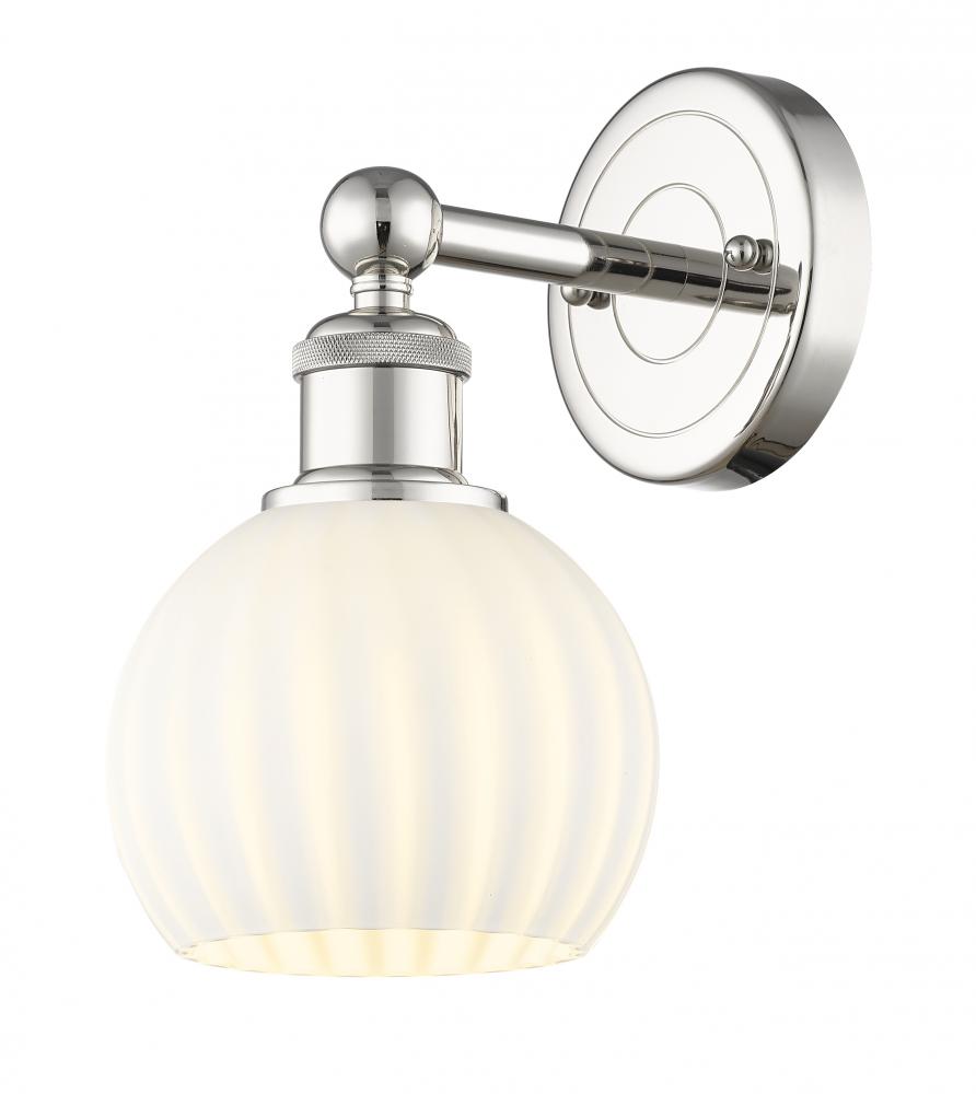 White Venetian - 1 Light - 6 inch - Polished Nickel - Sconce