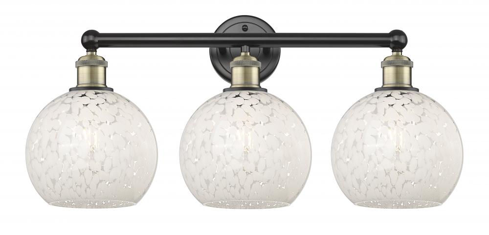 White Mouchette - 3 Light - 26 inch - Black Antique Brass - Bath Vanity Light