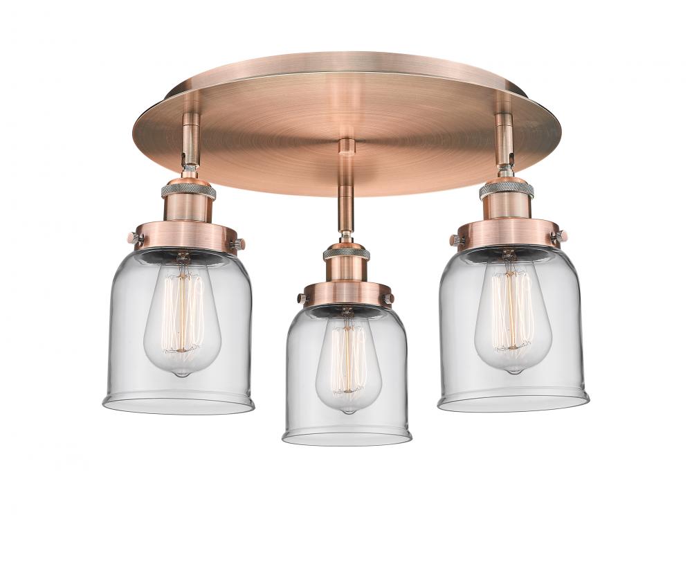 Edison - 3 Light - 17 inch - Antique Copper - Flush Mount