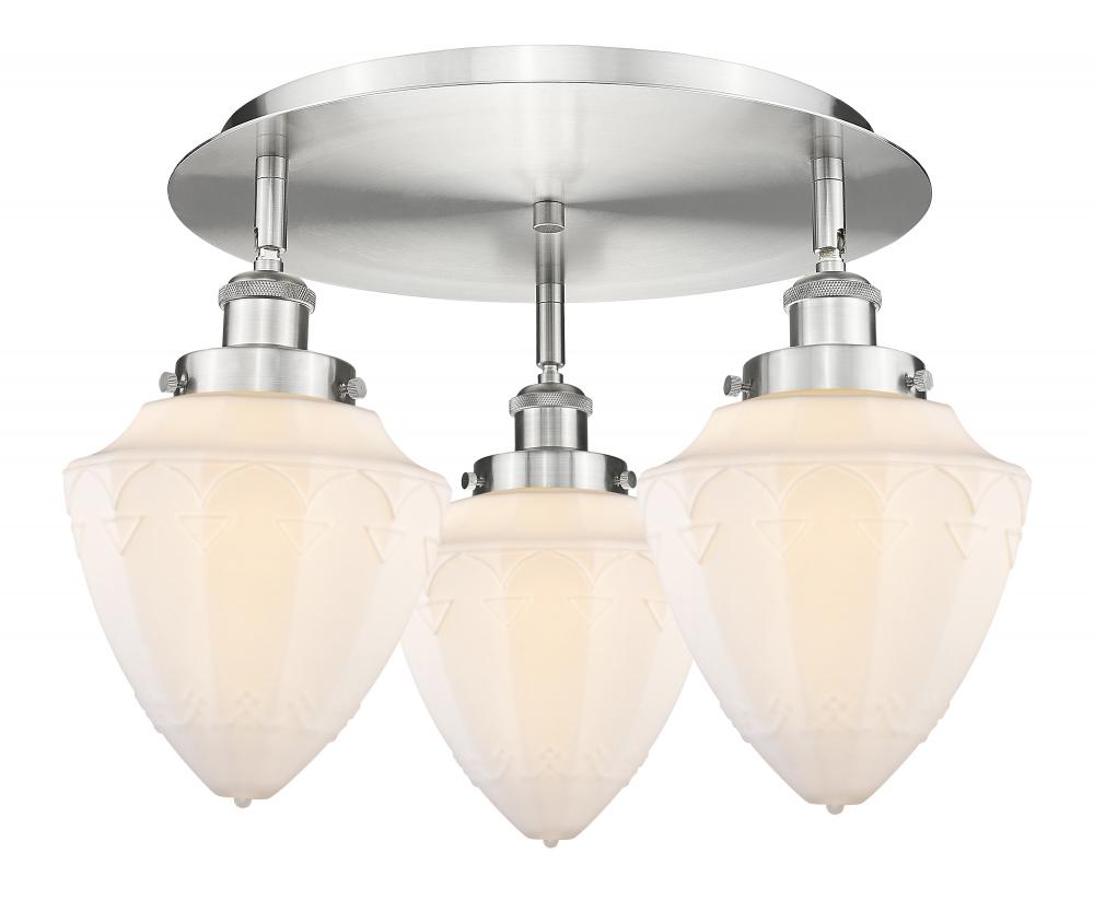 Bullet - 3 Light - 18 inch - Satin Nickel - Flush Mount