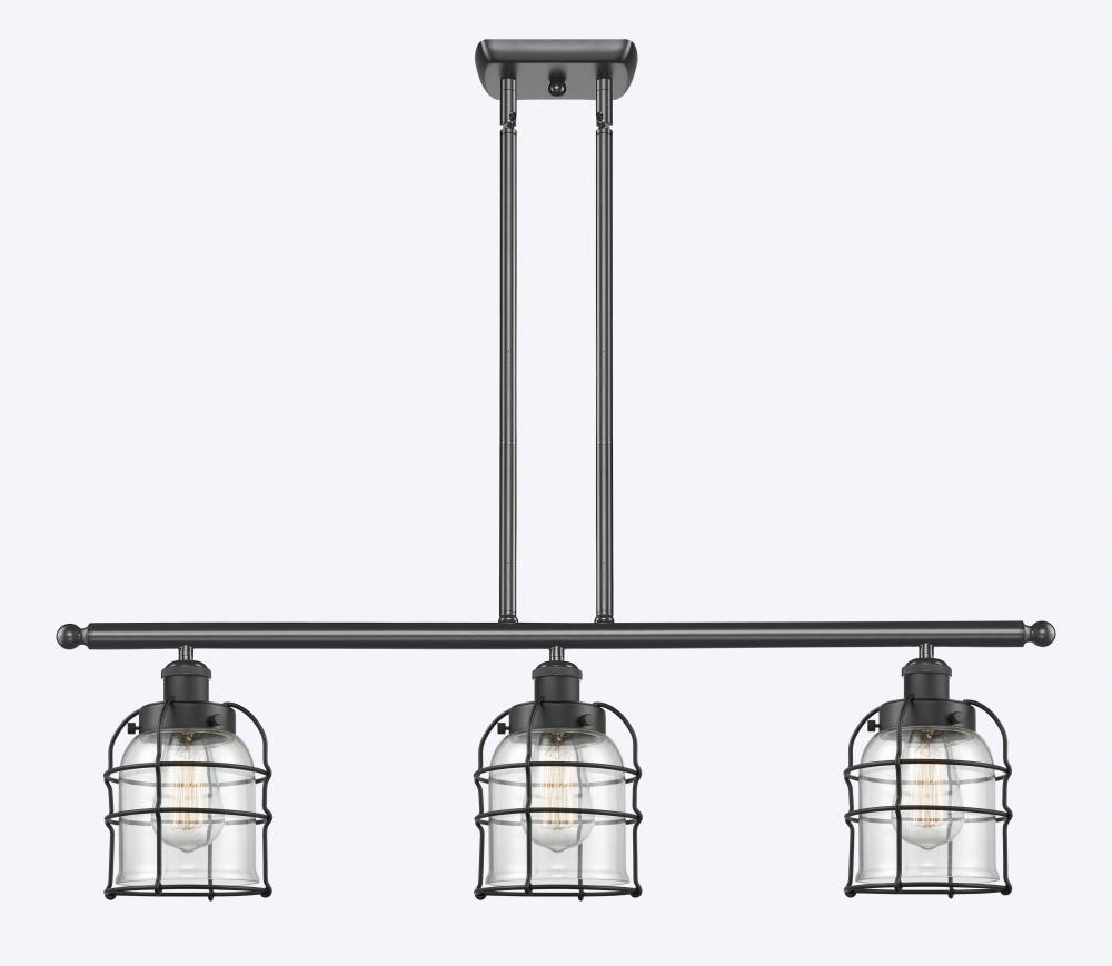 Bell Cage - 3 Light - 36 inch - Matte Black - Stem Hung - Island Light