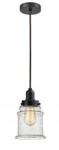 Innovations Lighting 100BK-10BR-0H-BK-G184 - Whitney - 1 Light - 8 inch - Matte Black - Cord hung - Mini Pendant