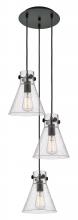  113-410-1PS-BK-G411-8SDY - Newton Cone - 3 Light - 16 inch - Matte Black - Multi Pendant