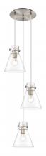  113-410-1PS-SN-G411-8CL - Newton Cone - 3 Light - 16 inch - Brushed Satin Nickel - Multi Pendant