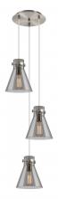  113-410-1PS-SN-G411-8SM - Newton Cone - 3 Light - 16 inch - Brushed Satin Nickel - Multi Pendant