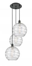 Innovations Lighting 113B-3P-BK-G1213-12 - Athens Deco Swirl - 3 Light - 19 inch - Matte Black - Cord hung - Multi Pendant