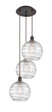  113B-3P-OB-G1213-10 - Athens Deco Swirl - 3 Light - 17 inch - Oil Rubbed Bronze - Cord hung - Multi Pendant