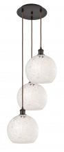 Innovations Lighting 113B-3P-OB-G1216-10WM - White Mouchette - 3 Light - 17 inch - Oil Rubbed Bronze - Cord Hung - Multi Pendant