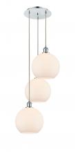  113B-3P-PC-G121-10 - Athens - 3 Light - 17 inch - Polished Chrome - Cord Hung - Multi Pendant