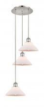  113B-3P-PN-G131 - Orwell - 3 Light - 15 inch - Polished Nickel - Cord Hung - Multi Pendant