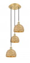 Innovations Lighting 113B-3P-SG-RBD-8-NAT - Woven Rattan - 3 Light - 15 inch - Satin Gold - Cord hung - Multi Pendant