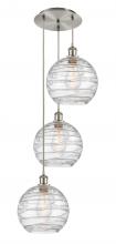 Innovations Lighting 113B-3P-SN-G1213-10 - Athens Deco Swirl - 3 Light - 17 inch - Brushed Satin Nickel - Cord hung - Multi Pendant