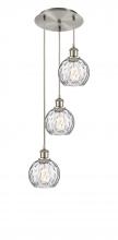  113B-3P-SN-G1215-6 - Athens Water Glass - 3 Light - 13 inch - Brushed Satin Nickel - Cord hung - Multi Pendant