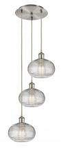  113B-3P-SN-G555-8CL - Ithaca - 3 Light - 15 inch - Brushed Satin Nickel - Cord hung - Multi Pendant