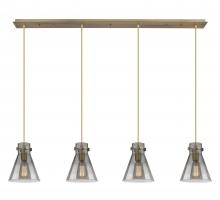  124-410-1PS-BB-G411-8SM - Newton Cone - 4 Light - 52 inch - Brushed Brass - Linear Pendant