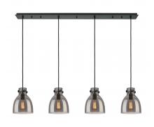 Innovations Lighting 124-410-1PS-BK-G412-8SM - Newton Bell - 4 Light - 52 inch - Matte Black - Linear Pendant