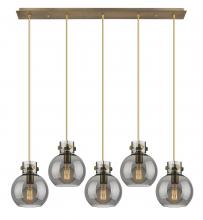  125-410-1PS-BB-G410-8SM - Newton Sphere - 5 Light - 40 inch - Brushed Brass - Cord hung - Linear Pendant