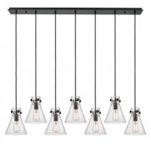 Innovations Lighting 127-410-1PS-BK-G411-8SDY - Newton Cone - 7 Light - 52 inch - Matte Black - Linear Pendant