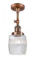 Innovations Lighting 201F-AC-G302 - Colton - 1 Light - 6 inch - Antique Copper - Semi-Flush Mount